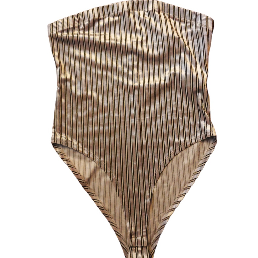 New soft strapless striped bodysuit